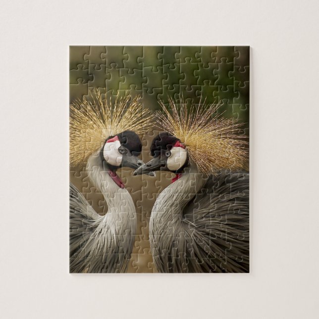 Grått Crowned Crane Pussel (Vertikal)