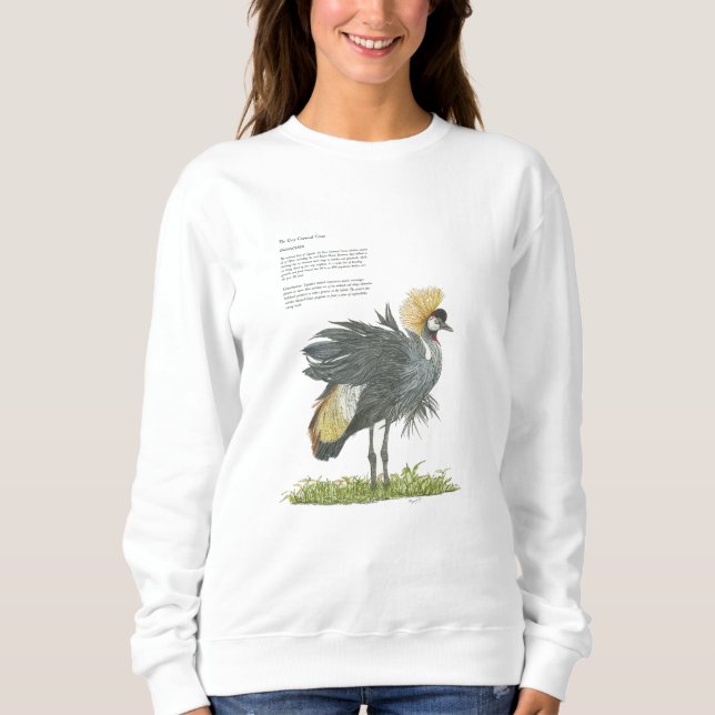 Grått Crowned Crane T Shirt (Framsida)
