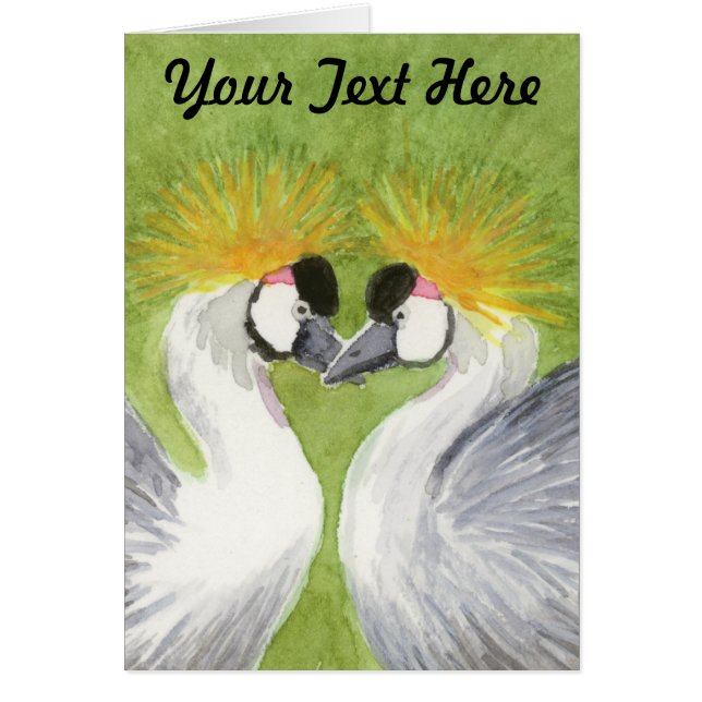 Grått Crowned Cranes Hälsningskort (Framsidan)