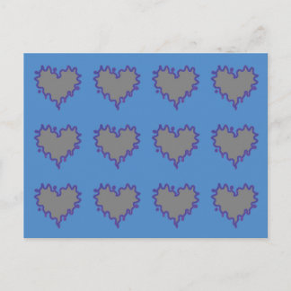 Grått Curly Kant Hearts on Blue Postcard Vykort