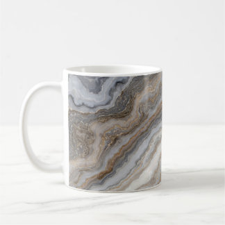 Grått Curly Marble: Golden Veins Kaffemugg