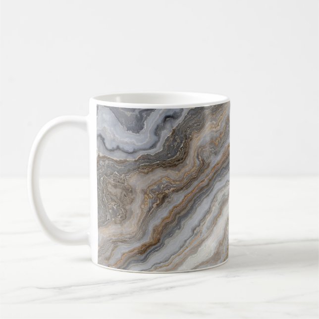 Grått Curly Marble: Golden Veins Kaffemugg (Vänster)