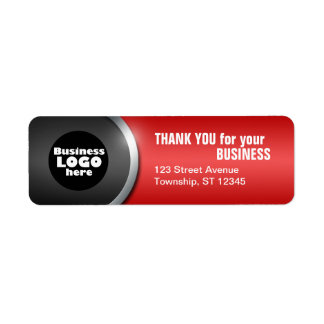Grått Curve & Red "TACK for your Business" Returadress Etikett
