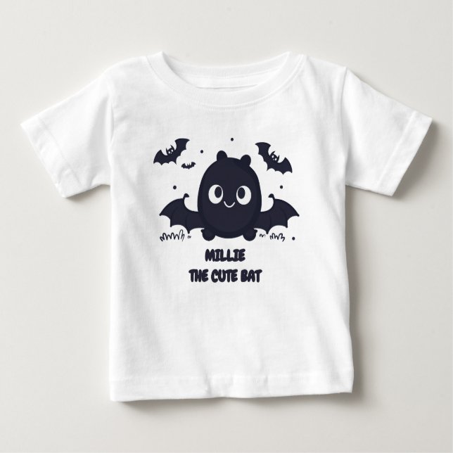 Grått Cute Kawaii Fladdermus T Shirt (Framsida)
