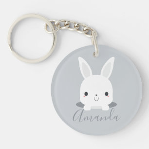 Grått Cute Little Bunny Rabbit med eget namn