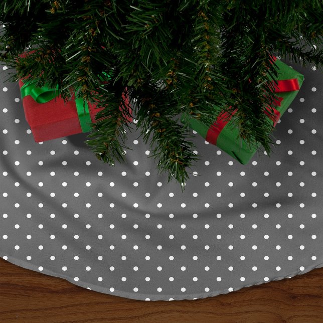 Grått Cute Polka dots Julgransmatta Fleece (Skapare uppladdad)