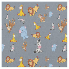 grått Cute safari animal mönster - Giraffe, elepha Tyg