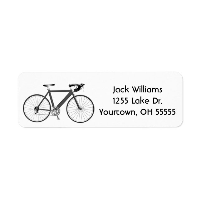 grått-cykel på vit etikett returadress etikett (Framsidan)