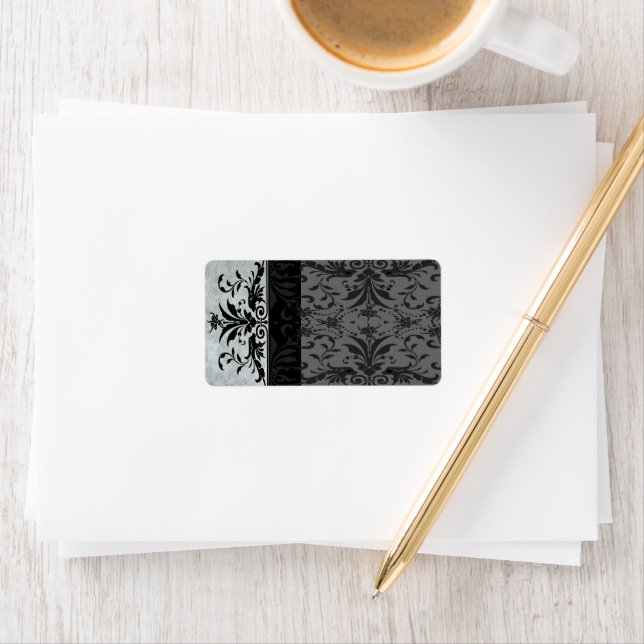 Grått Damask-Adressetiketter - Adressetikett (Insitu)