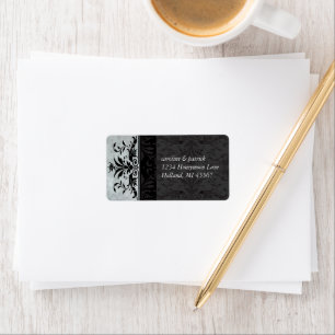 Grått Damask-Adressetiketter - Adressetikett
