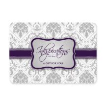 Grått Damask and Eggplant Lila Gift Certificate