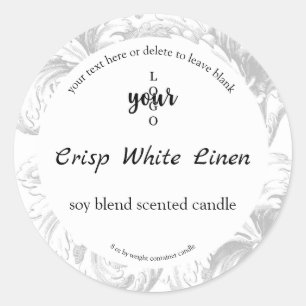 Grått Damask Anpassningsbar Container Candle-etike Runt Klistermärke