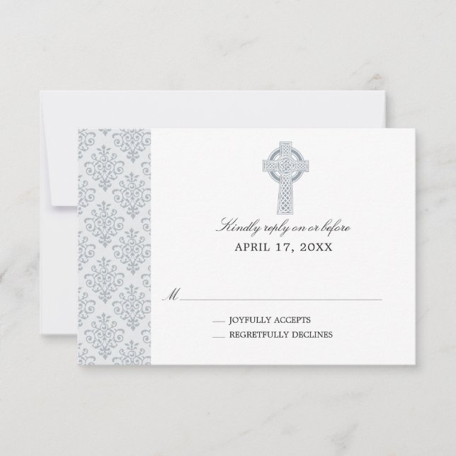 Grått Damask Celtic Kor First Communion OSA (Framsida)