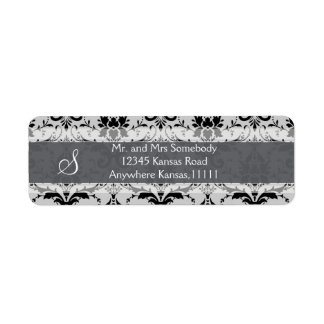 Grått Damask-etikett Returadress Etikett