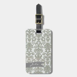 Grått Damask Luggage Tag Bagagebricka