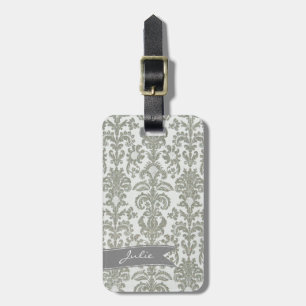 Grått Damask Luggage Tag Bagagebricka