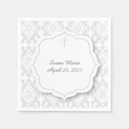 Grått Damask med dekorativ Märkre och Kor Pappersservett