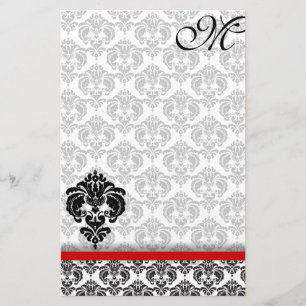 Grått Damask Monogram 100 % återvunnet Pappert Brevpapper