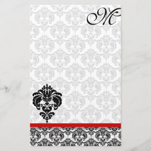 Grått Damask Monogram 100 % återvunnet Pappert Brevpapper