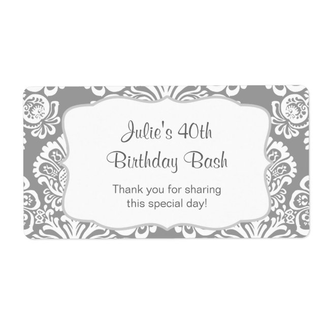 Grått Damask-Vattenflaskans tjänst - anpassa den! Fraktsedel (Framsidan)