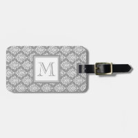 Grått damastast mönster 1 med monogramen