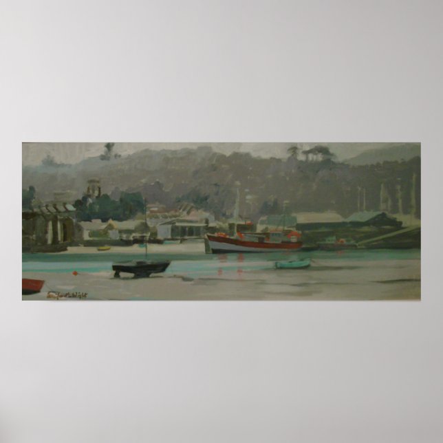 Grått Day Fisherman's Quay Poster (Framsidan)