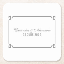 Grått Deco Chic Bröllop Underlägg Papper Kvadrat