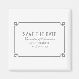 Grått Deco-Chic Spara datum Magnet