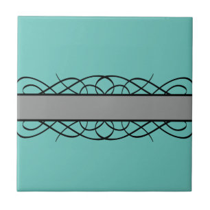 Grått Deco Flourish Kakelplatta