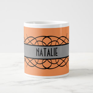Grått Deco Flourish Mugg Jumbo Mugg