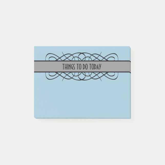 Grått Deco Flourish Notes Post-it Block (Framsida)