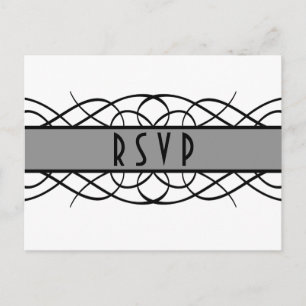 Grått Deco Flourous OSA Postcard Inbjudan Vykort