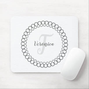 Grått Decorative Circle Monogram Mus Pad Musmatta
