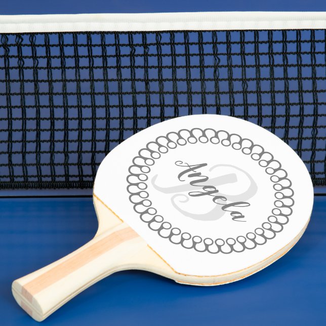 Grått Decorative Circle Monogram Ping Pong Paddle Pingisracket (Insitu)