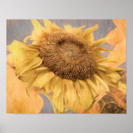 Grått Decoupage Art för Land-Gult Poster