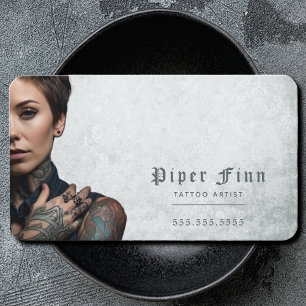 Grått Demask-Vintage för QR-Anpassningsbar-begäran Visitkort
