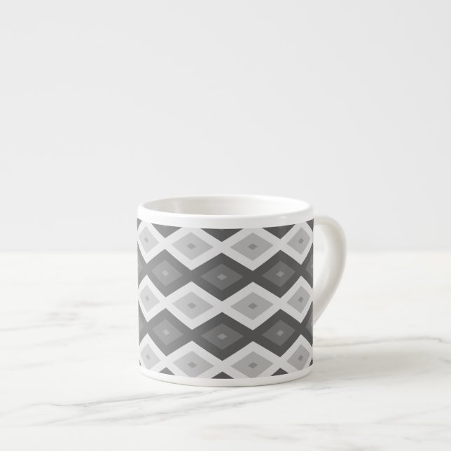 Grått diamant mönster espressomugg (Framsida höger)