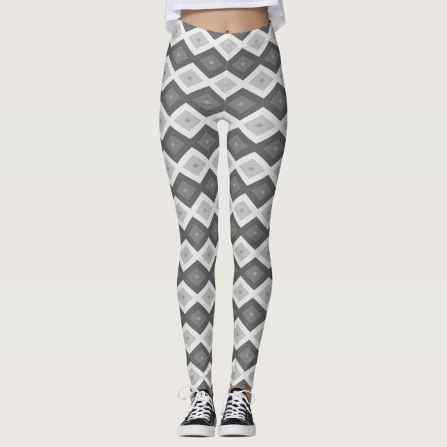 Grått diamant mönster leggings (Framsida)
