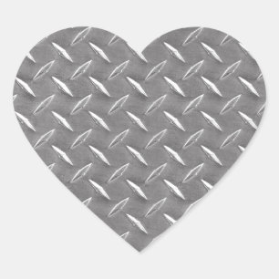 Grått Diamond Plate Hjärtformat Klistermärke