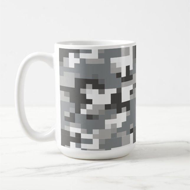 Grått Digital Camouflage Beverage Travel Coffee Mu Kaffemugg (Vänster)