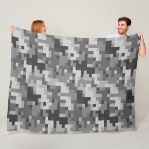 Grått Digital Camouflage Fleece Blanket