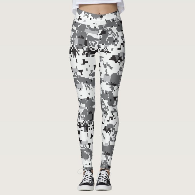 Grått Digital Camouflage Leggings (Framsida)