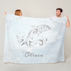 Grått Dolphin Personlig Fleece Blanket