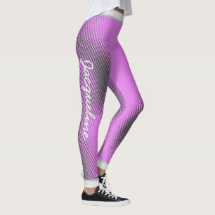 Grått Dot Mönster med Namn på ROSA Leggings
