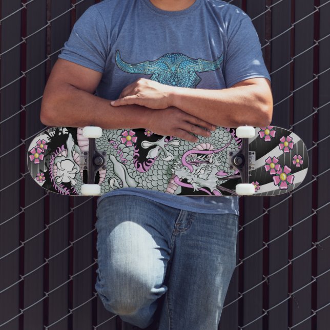 Grått Dragon Tattoo Art Skateboard (Utomhus 3)