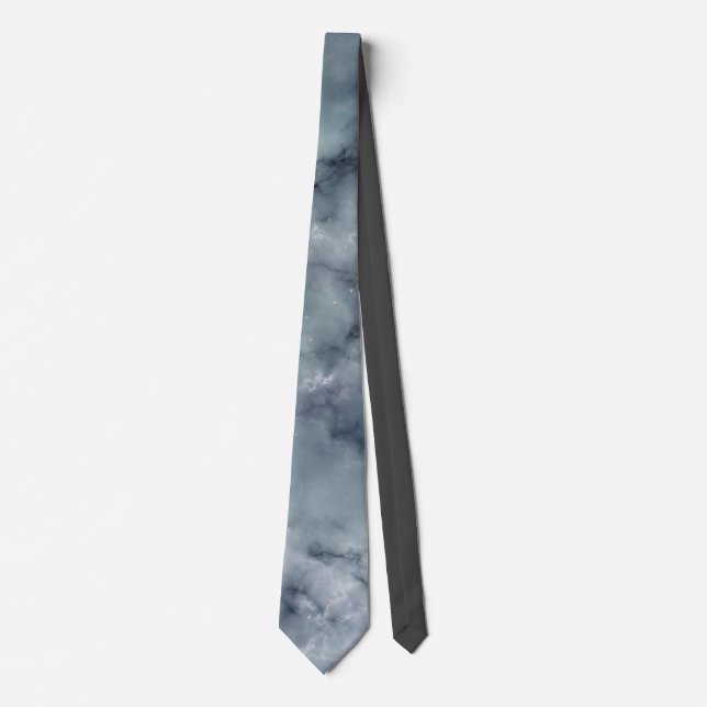 Grått Dusty Blue Marble Stone Struktur Neck Tie Slips (Framsida)