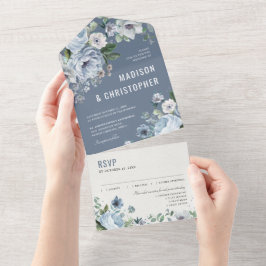 Grått Dusty Blue Winter Rustic Bröllop Al