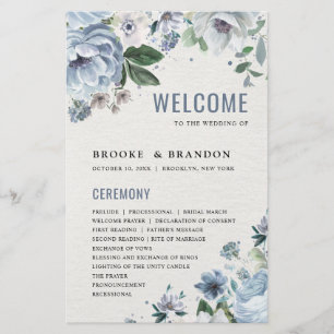 Grått Dusty Blue Winter Wedding Program