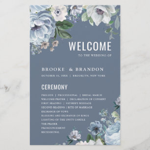 Grått Dusty Blue Winter Wedding Program