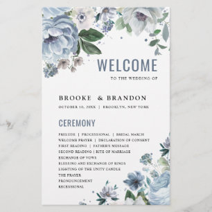 Grått Dusty Blue Winter Wedding Program